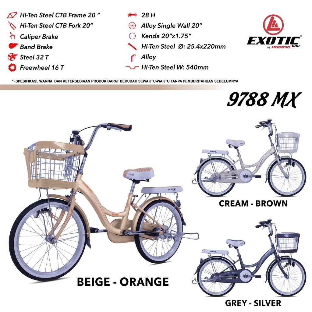 Sepeda Keranjang 20 24 26 inch EXOTIC ET 9788 MX Citybike