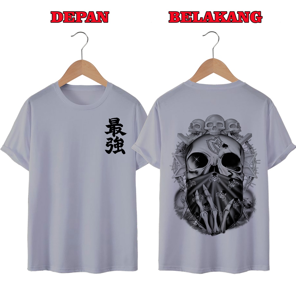 KAOS DISTRO UNISEX (PRIA DAN WANITA) TERBARU, KAOS JUMBO TENGKORAK MASKER