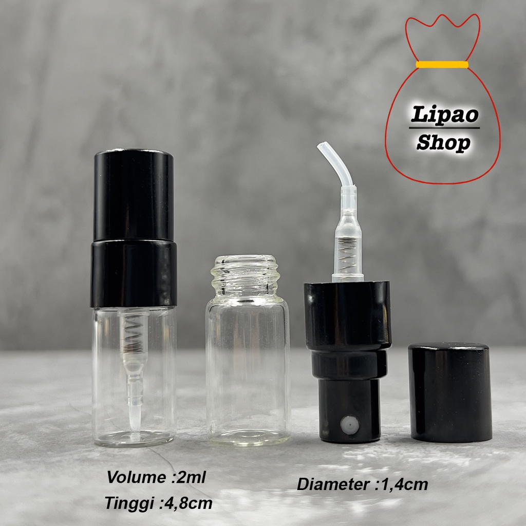 Botol Spray Kaca 2ml Tutup Aluminium - Parfum Refillable Travel Decant Model Pen | Botol Parfum