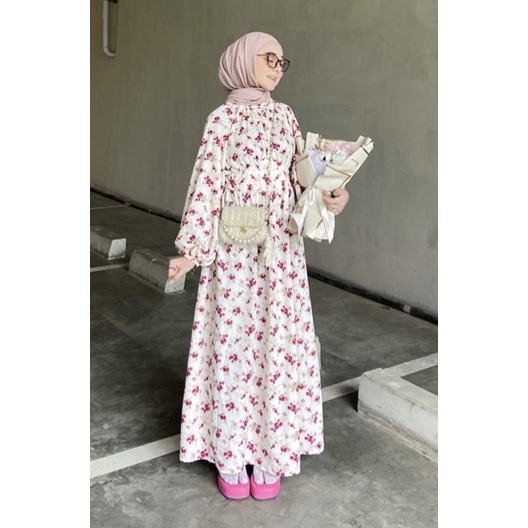 Zéa - Diora - Dress Korea Motif Bunga Crincle Busui Maxi