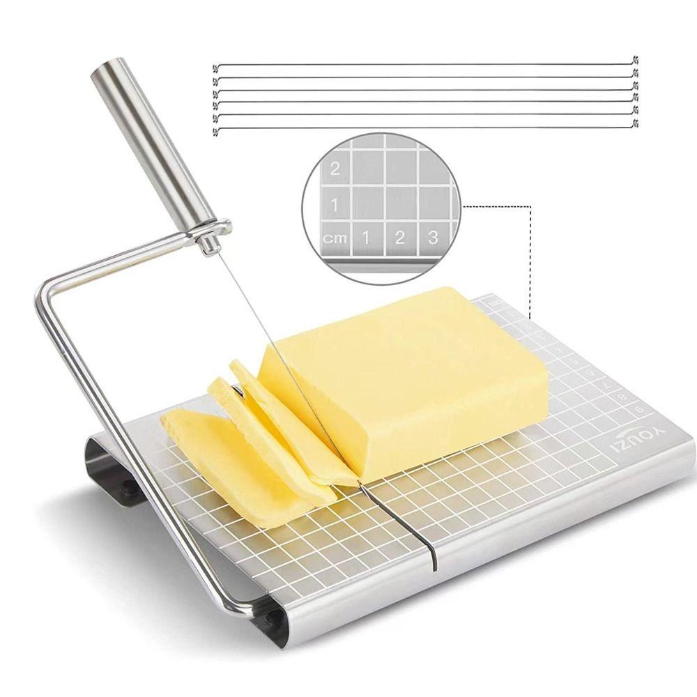 Preva Cheese Slicer Butter Dekorasi Rumah Stainless Steel Dengan Kabel Pemotong Penggiling Mentega Yang Dapat Diganti