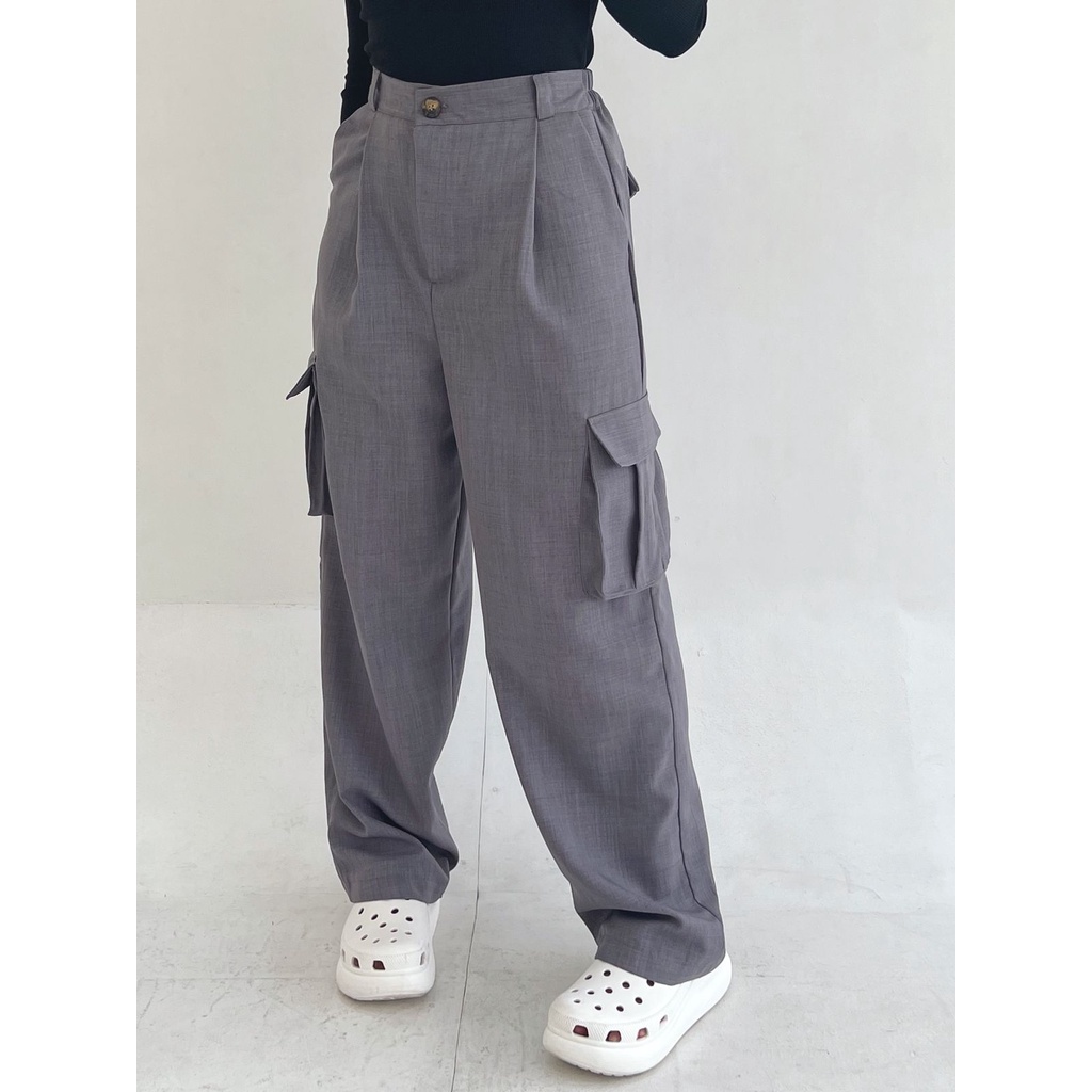 POTTIE - Kenza Baggy Pants - High Waist Baggy Pants - Celana Kulot Cargo