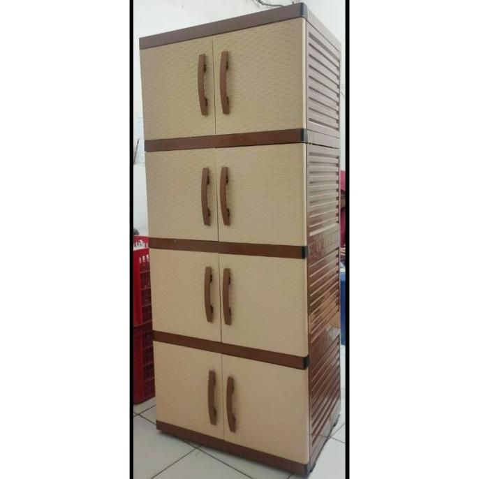 

JUMBO - LEMARI PAKAIAN PLASTIK SUSUN 4 ROTAN MODERN stock ready