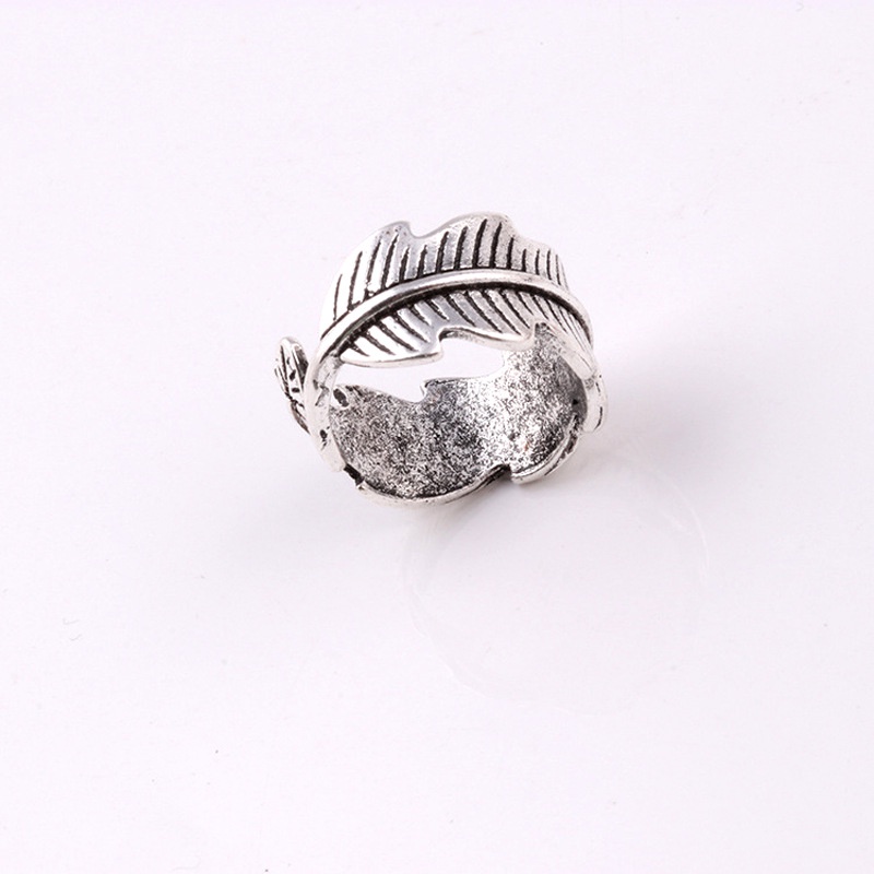 Cincin Model Terbuka Desain Bulu Gaya Retro Eropa Amerika Untuk Pria Dan Wanita