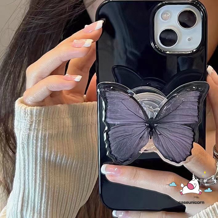 Gradient Fantasy Butterfly Kartun Lucu Manyo Kucing Anjing Bracket Phone Grip Korea Holder Ring Universal Scalable Phone Stand Holder