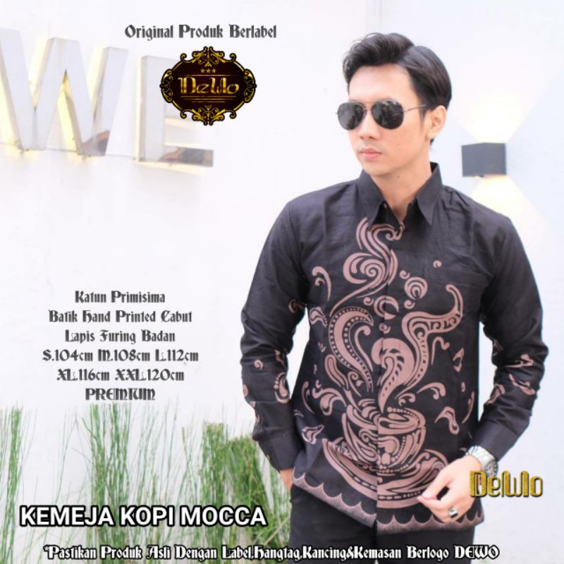 BAJU BATIK PRIA LENGAN PANJANG REGULER FIT KOPI MOCCA