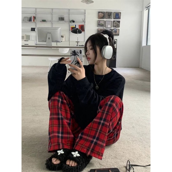 Katun leher bulat sweater wanita longgar gaya Korea trendi all-match huruf pencetakan kepribadian musim gugur dan musim dingin baru atasan manis