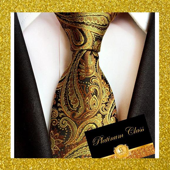 Dasi Pria Import Gold Emas Batik Platinum Class