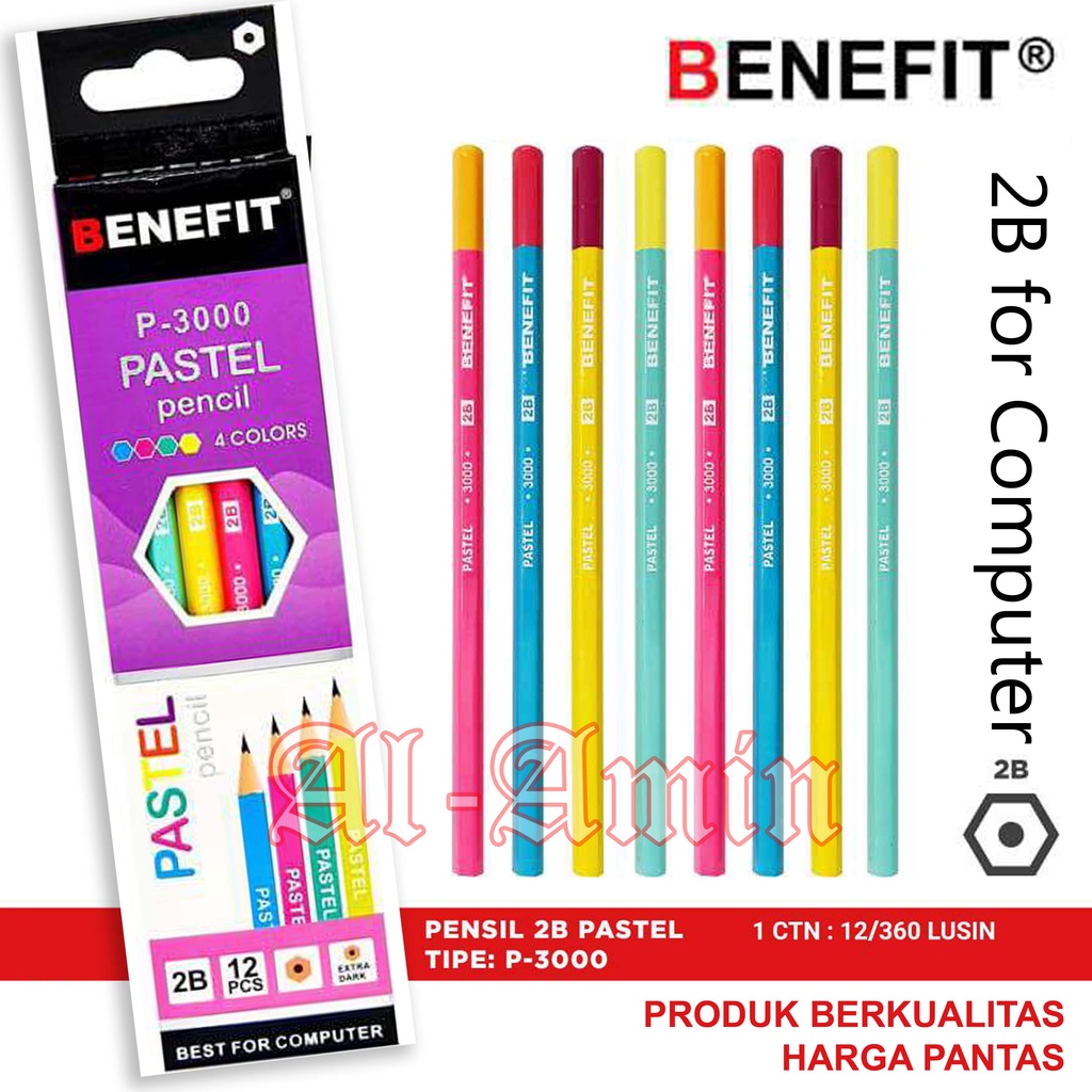 

Pensil 2B for Computer "BENEFIT" Warna Pastel (1 lusin)