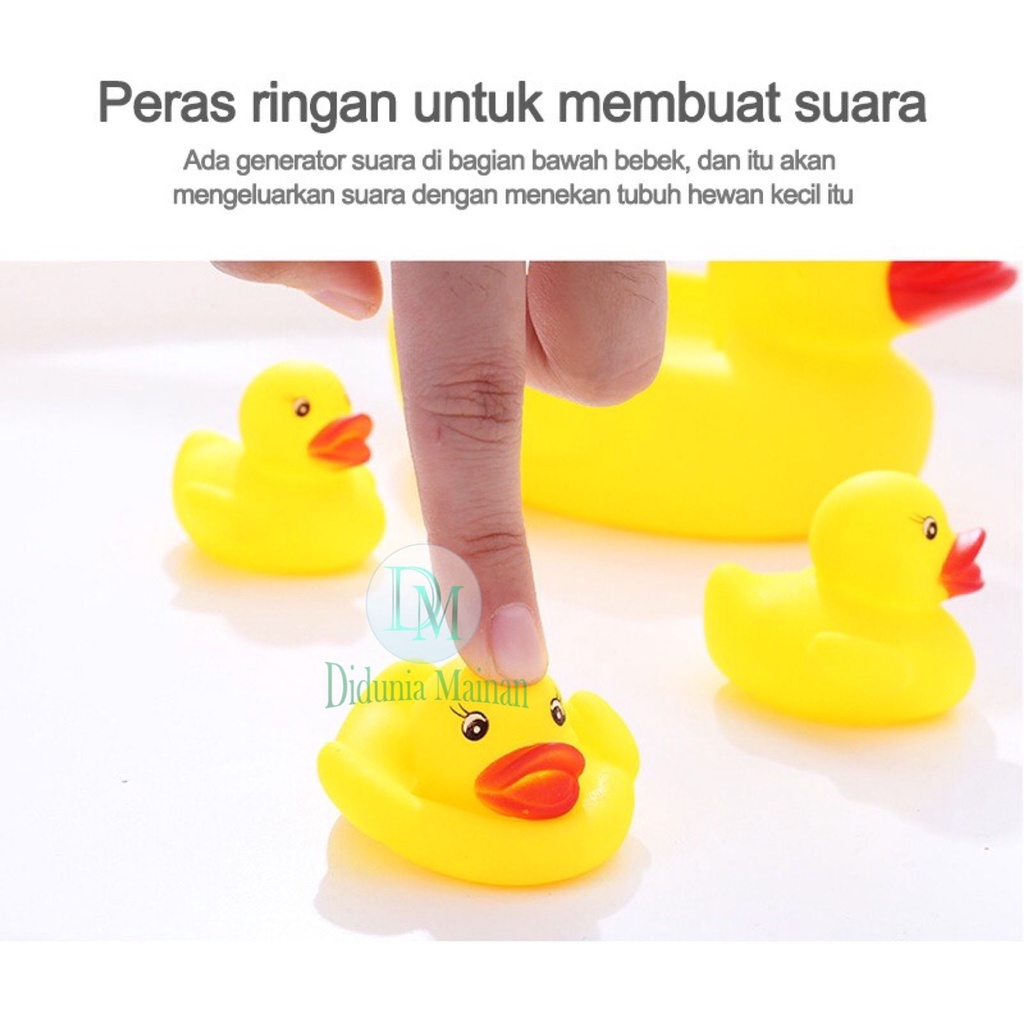 Mainan air anak bayi mandi bebek karet mini pencet bunyi 6 pcs happy duck