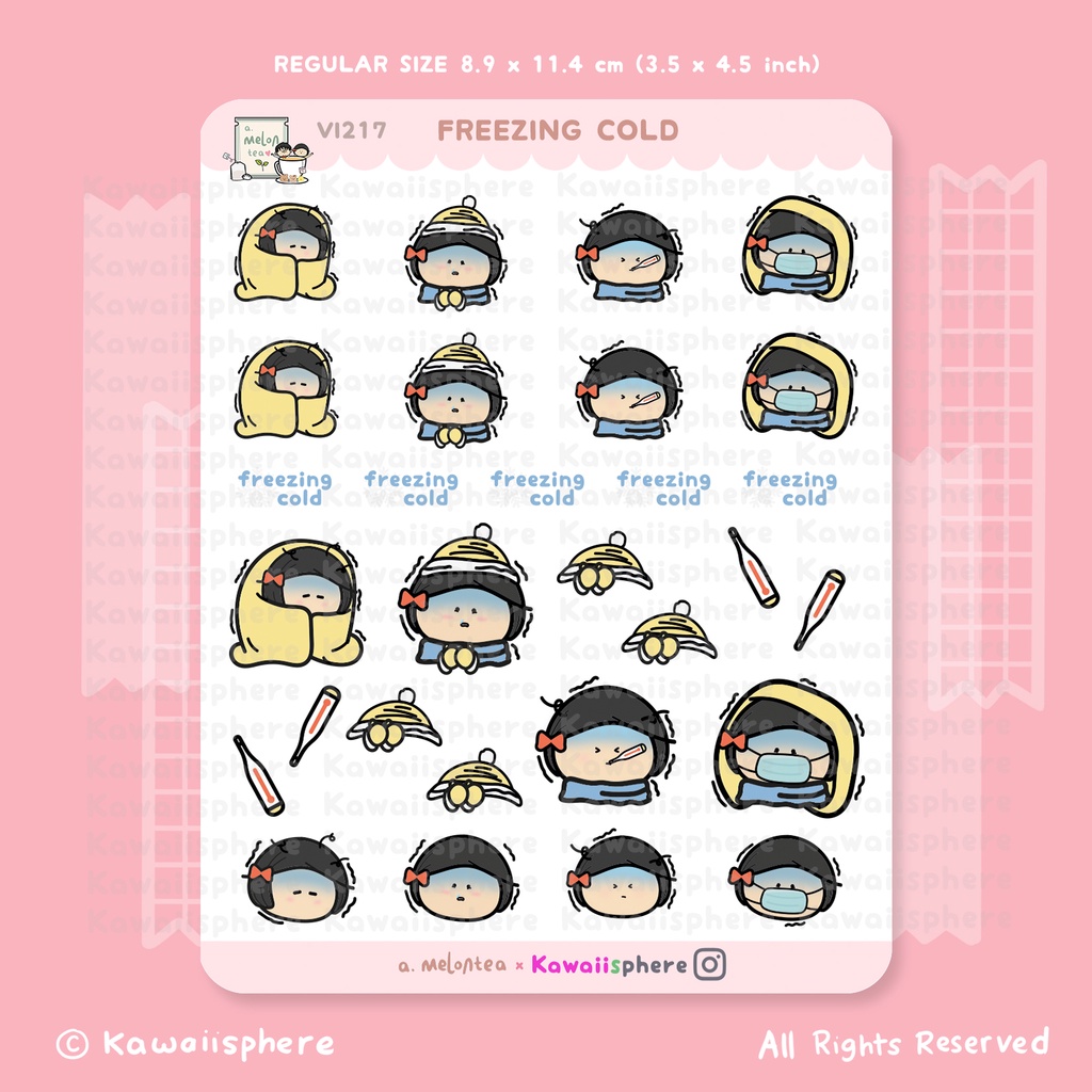 

Freezing Cold | VI217 a.melontea x Kawaiisphere | Stiker Jurnal / Ring binder 6-hole Planner
