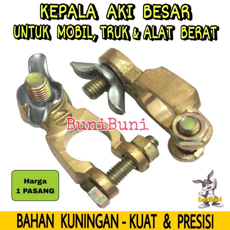 Kepala Aki Mobil N70 KUNINGAN / Klem Aki Kuningan BESAR Untuk Mobil / Truk &amp; Alat Berat