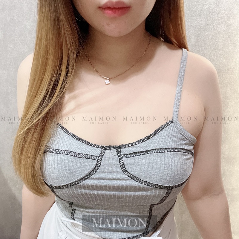 Stitch Bustier Crop Top | Atasan Wanita Korean Fashion | Maimon Grosir