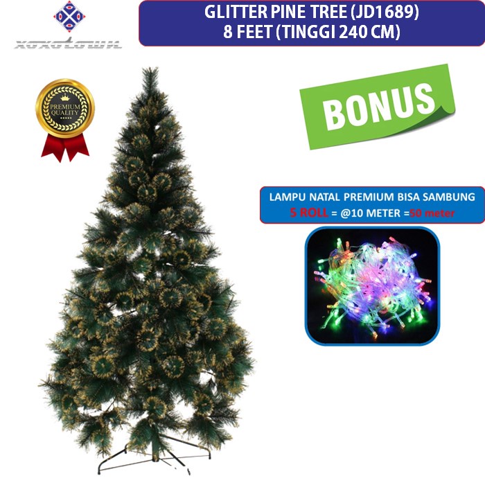pohon natal 8 feet / 240 cm / 2,4 meter glitter pine tree tipe jd1689 8ft