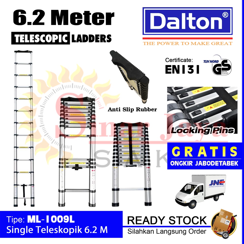 Tangga Lipat Teleskopik 6.2 Meter Dalton ML-1009L | Tangga Teleskopik Single Straight Lurus | Tangga