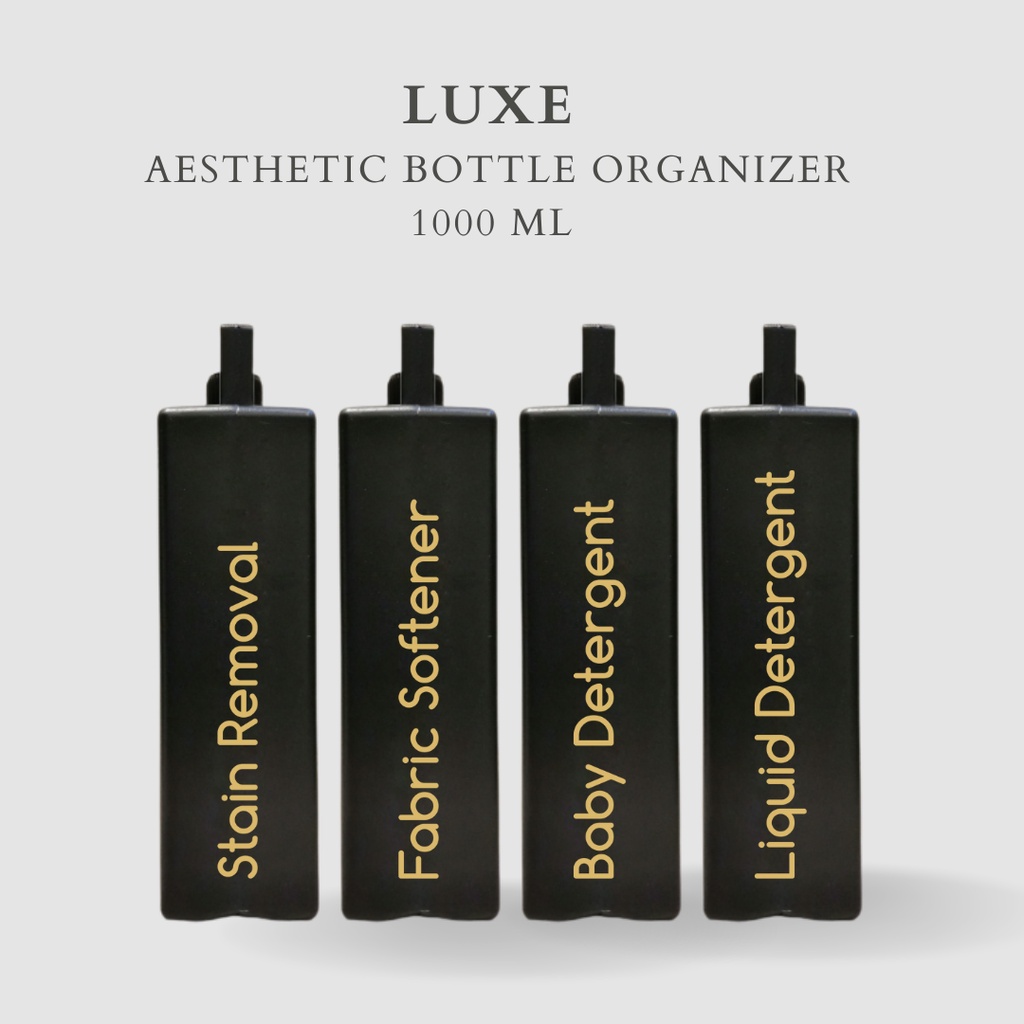 PREMIUM LUXE Liquid Laundry Botol HITAM 1000 ml Aesthetic Bottle Organizer Botol refill tempat penyimpanan cairan laundry dan kebersihan botol isi ulang botol sabun cuci piring botol sabun botol pump botol anak bathroom organizer bathroom amenities