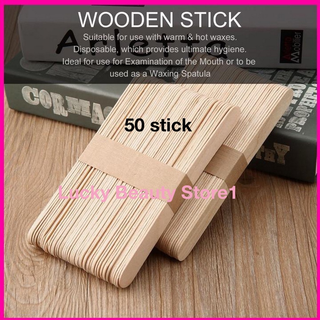 50PCS Premium Wax Stick | Stick Waxing | Wooden Spatula kayu waxing paper lem hardwax depilatory