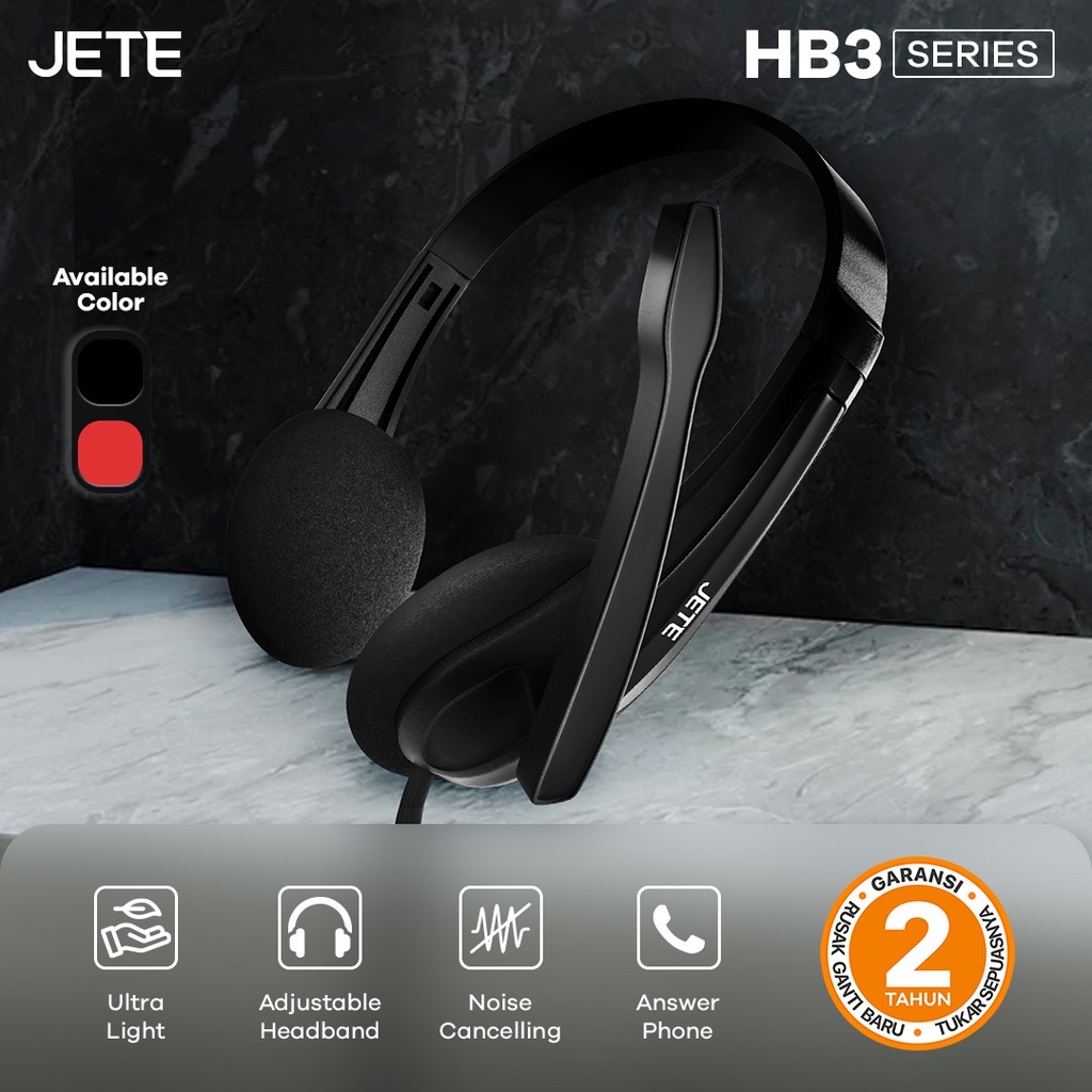 Headset Headphone Microphone JETE HB3  Noise Cancelling - Garansi 2 Tahun