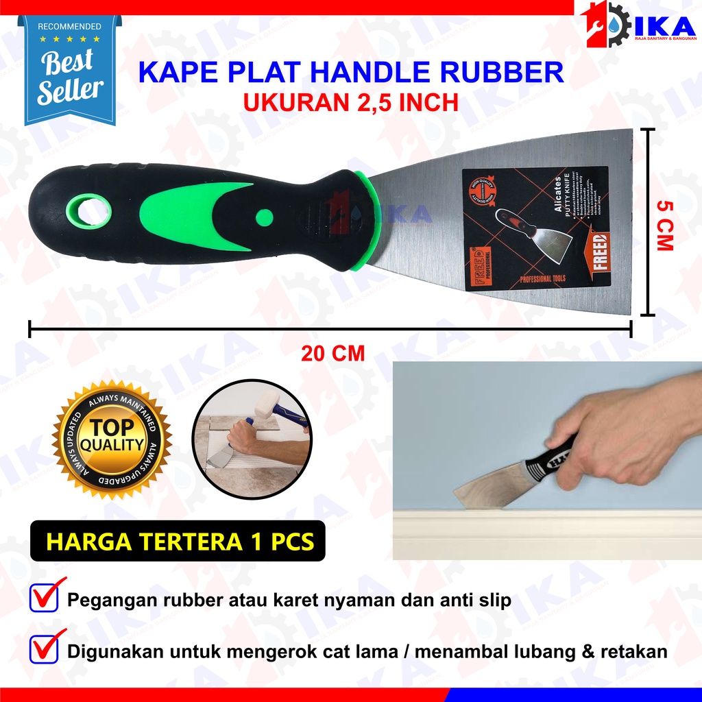 Kape Gagang Karet 2 2.5 3 4 Inch Kapi Steel Skrap Pisau Dempul Pengerok Cat Scraper Scrapper Inci In VPR Wanly Kape Gagang  / Scraper / Skrap / Scrap / Kape Plat Gagang
