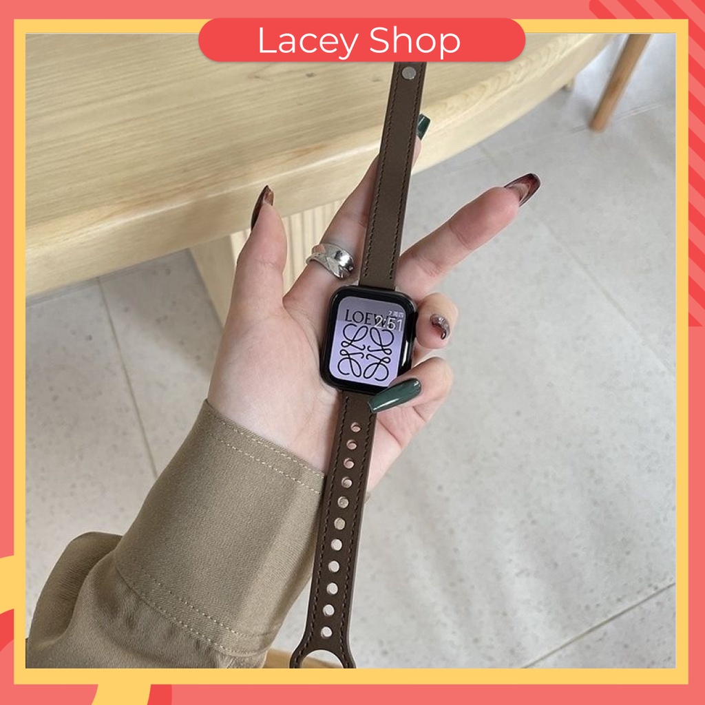 Strap Leather Apple Watch iWatch 7 6 SE 5 4 3 ukuran 41 45 44 42 40 38mm