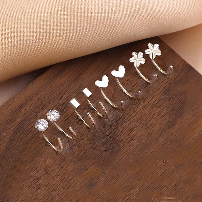 Indah S925 Perak Anting Hoop Ear Stud Ear Stick Ear Bone Paku Gesper Anting