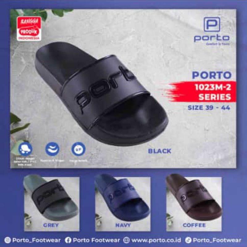 Sandal Selop Pria Tahan Air Merek Porto / Sandal Santai Solobong  Pria  / Sandal Karet / Sandal Plas