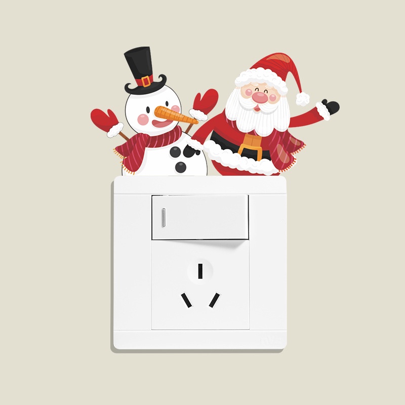 Stiker Saklar Kepribadian Natal Kartun Kepribadian Natal Removable Self-adhesive Switch Stiker Dinding Dekoratif