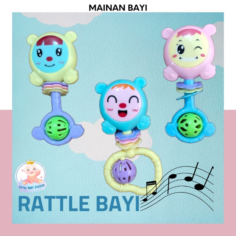 Mainan Rattle bayi Doll Face Lucu