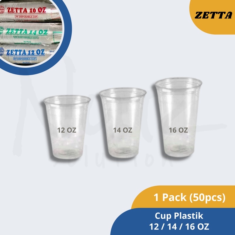 Jual Zettapuspan Gelas Plastik Cup 12oz 14oz 16oz 50pcs Shopee Indonesia 2098