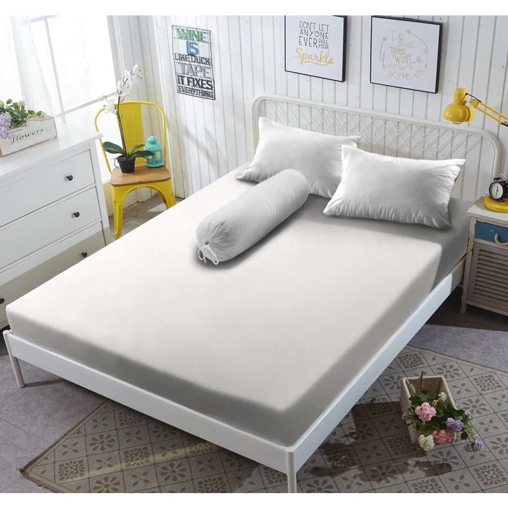 Kintakun Sprei Flat 160/180/200 White Warna Polos Dluxe Microtex 30 cm