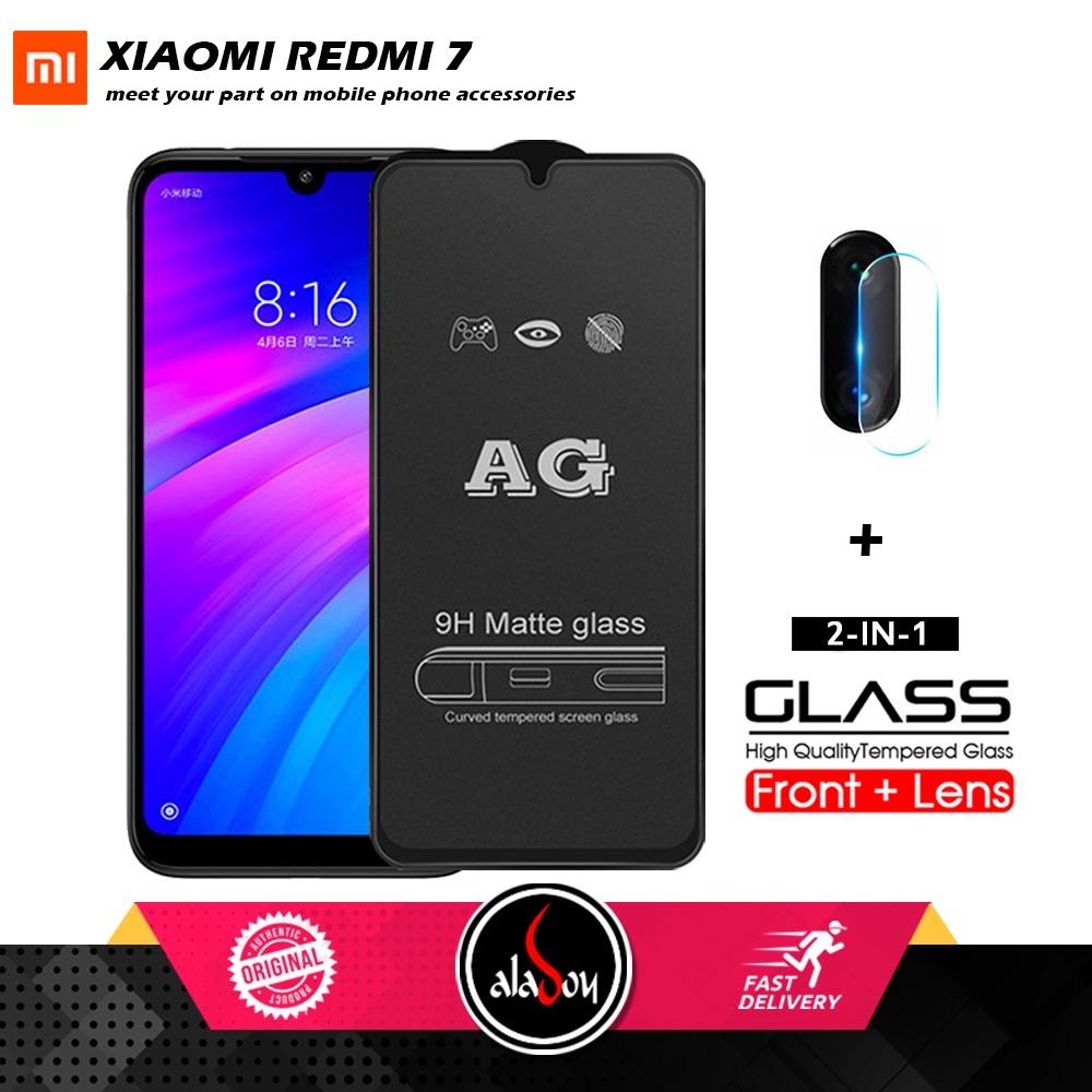 Xiaomi Redmi 7 PAKET 2IN1 Tempered Glass Matte Anti Glare Full Layar dan Tempered Glass Kamera