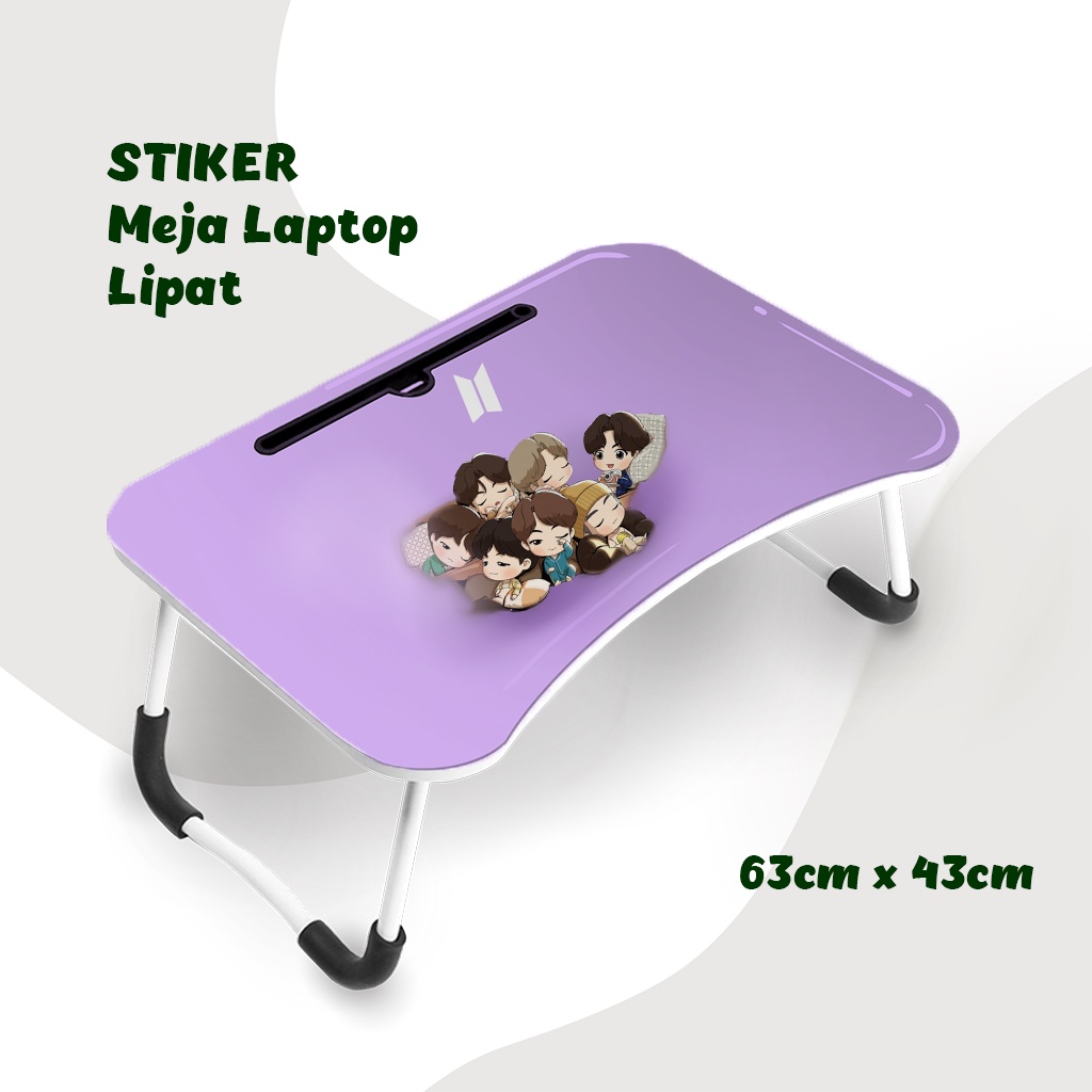 Sticker Stiker Meja Belajar | Meja belajar anak |  Meja Laptop Lipat portable Motif KPOP BTS Ungu Te