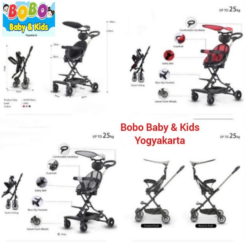 Magic Stroller Roda 4 dengan Kanopi Stroller Traveling Minitrike Microtrike Mikrotrike Mini Trike Mi