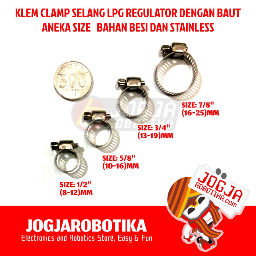 ANEKA KLEM CLAMP SELANG LPG REGULATOR STAINLESS KUPING - PILIH VARIAN