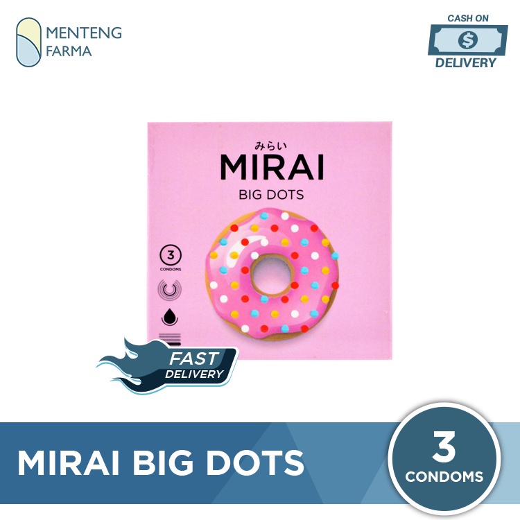 Kondom Mirai Big Dots 3 Pcs - Tekstur Berbintik Lebih Besar dan Lebar