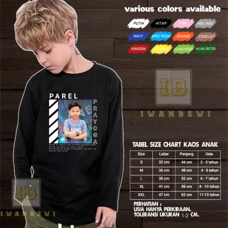 Kaos Lengan Panjang Anak Anak Gambar Farel Prayoga Baju Farel Prayoga Anak Laki Laki Perempuan tanga