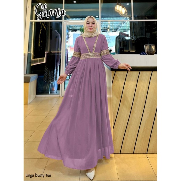 Ghania Maxy dress wanita,gaun kondangan,gaun pesta,gamis modern,baju seragam resepsi