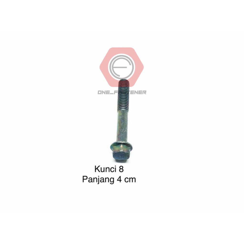 Baut Flange Bolt M6x40 Hijau Kunci 8 blok mesin cvt 6mm 4cm ulir 10