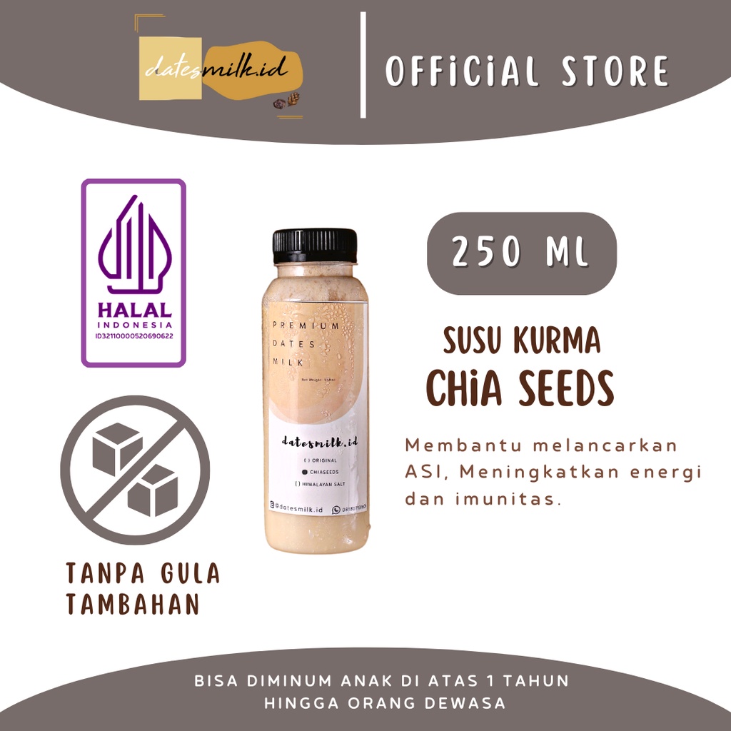 

Susu Kurma 250 ml Chia Seeds Minuman Sehat Segar Kekinian Dates Fresh Premium Milk Asi Booster Bumil