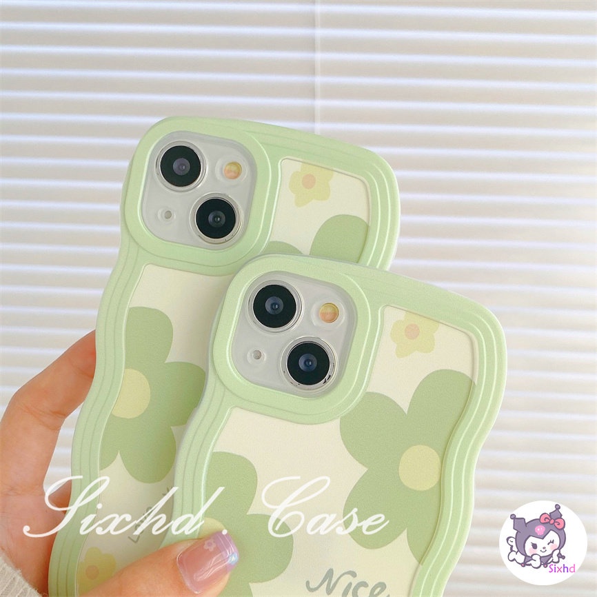 Soft Case Desain Bunga Gelombang Hijau Untuk OPPO A57 A76 A96 A16k A15 A16 A74 A55 A54 A53 A33 A32 A31 A9 A5 A5s Reno 8T 8Z 7Z 6Z 5Z 5 A95 A94 F92 A93 F11