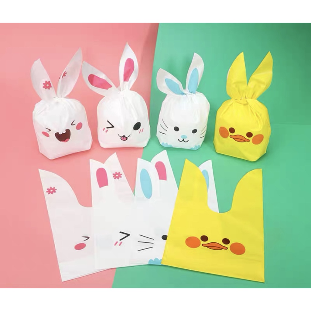 10 pcs Plastik Rabbit Ear Bag EBM 13.5 x 22 cm bungkus kue, cookies, goodie bag, tas suvenir, hampers ultah, manyue, DIY Suvenir