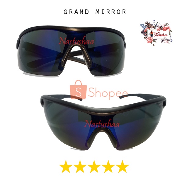 Kacamata Olahraga Model Wraparounds Semi Rimless Kacamata Sporty Lensa Mirror Anti UV Outdoor Unisex