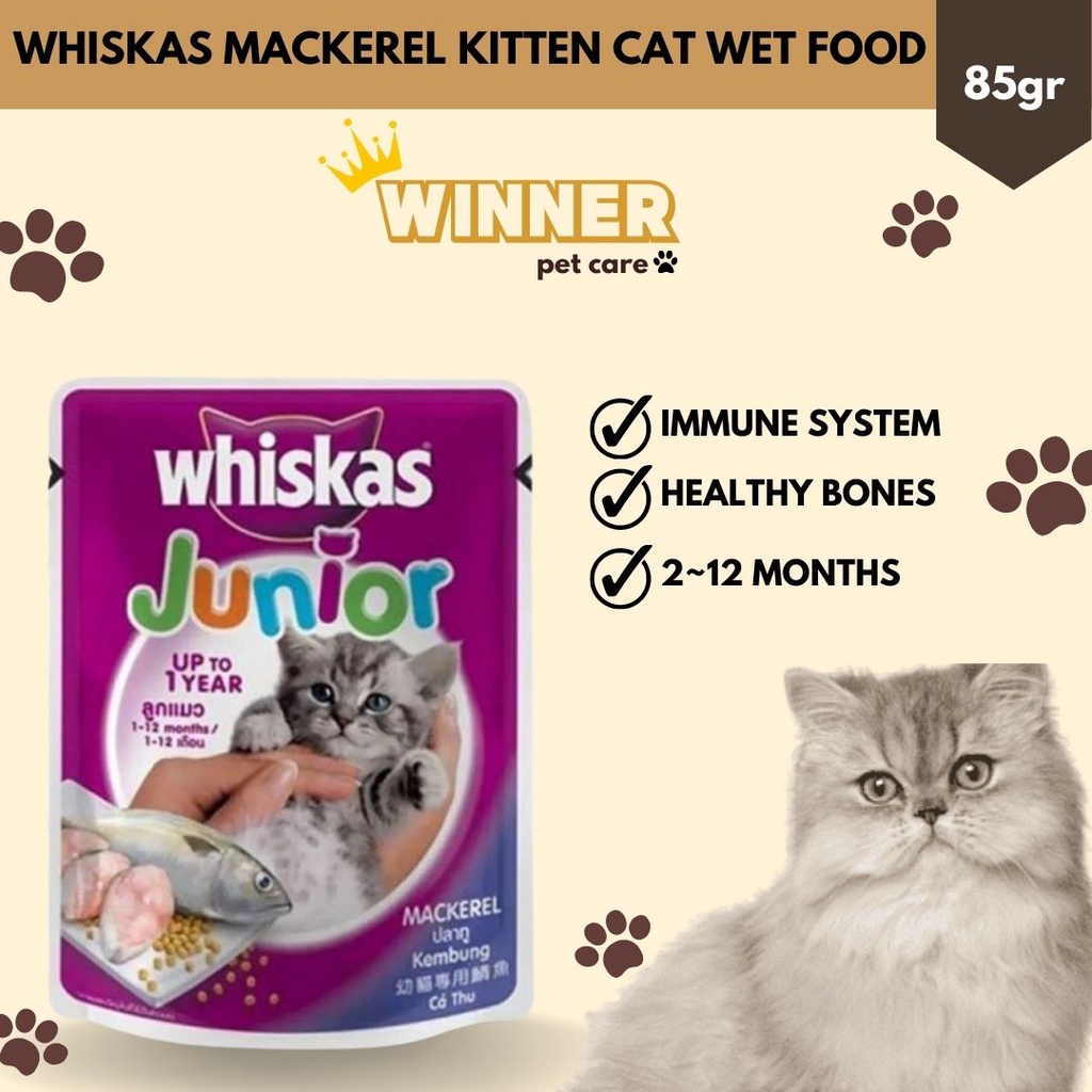 Whiskas Mackerel Kitten Cat Wet Food Pouch 85gr