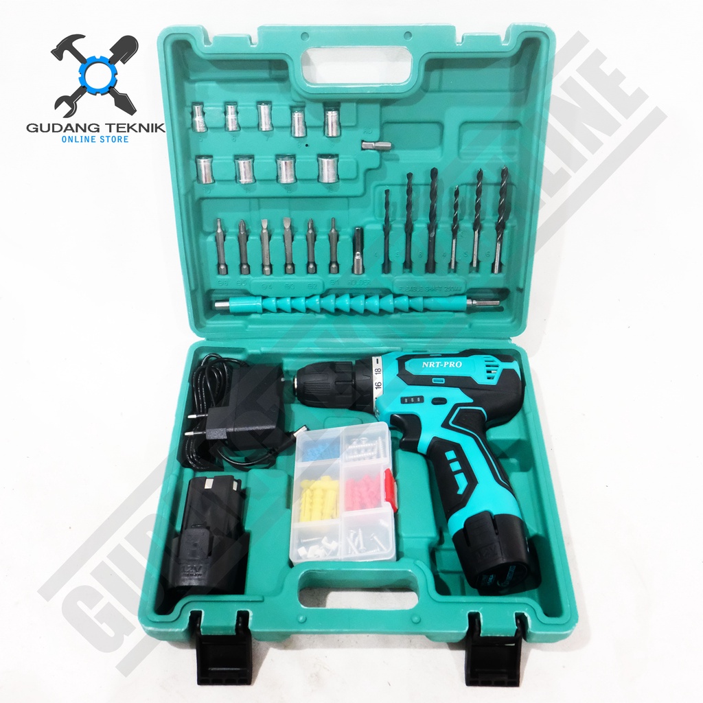 MESIN BOR CORDLESS NRT PRO 330 SET / BOR BATERAI NRT PRO DC 330 PLUS SET CORDLESS DRILL / DC330