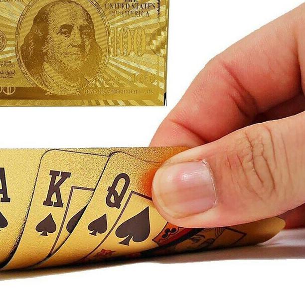 

Kartu Permainan Poker(Remi)Lapis Emas 24k/Kartu Plastik Lapis Foilemas