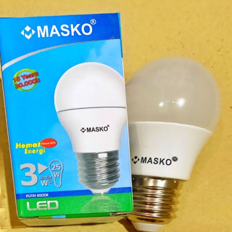 Lampu Bohlam Bulb LED E27 3W 3 Watt MASKO Putih CDL