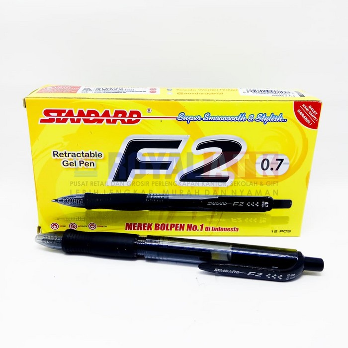 

Pulpen Pen Gell standart F2 ( isi 12 pcs ) - Hitam
