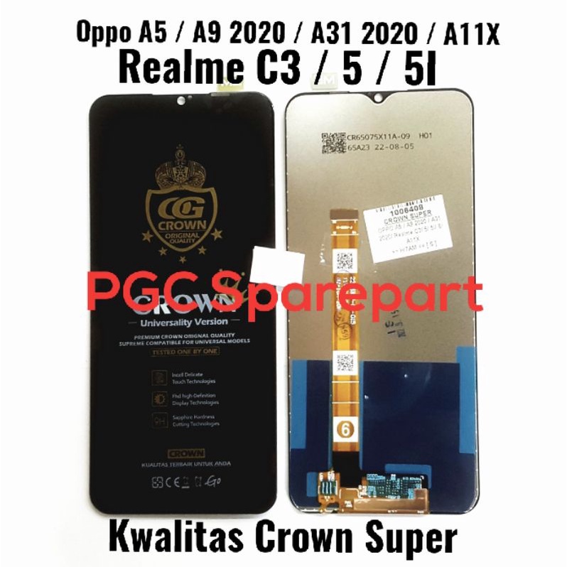 Crown Super - LCD Touchscreen Fullset Oppo A5 (2020) / A9 2020 / A31 2020 / A11x Realme C3 5 5i 6i CPH1931 CPH1959 CPH1933 CPH1943 CPH1937 CPH1939 CPH1941 CPH2015 CPH2073 CPH2081 CPH2029 CPH2031 RMX2030 RMX2032 RMX2040 RMX1911 RMX1919 RMX2027 RMX2020 2021