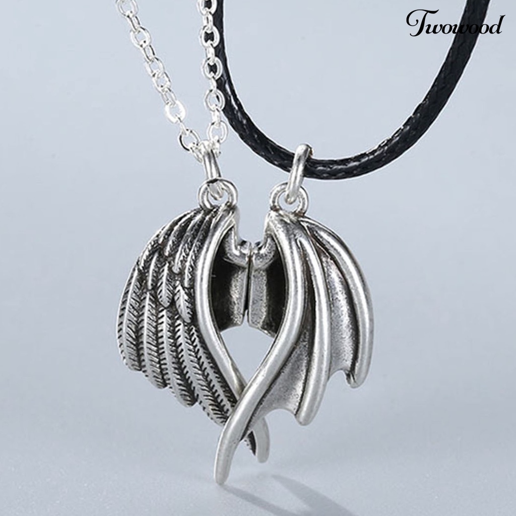 1 Pasang Kalung Pasangan Dengan Liontin Sayap Malaikat Untuk Hadiah