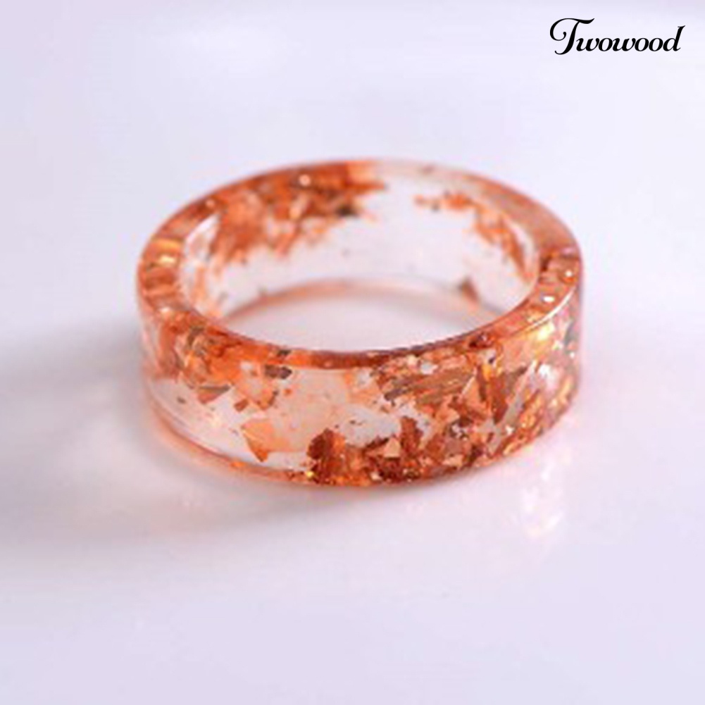 Cincin Wanita Bahan Resin Transparan Aksen Bunga Kering Gaya Vintage Untuk Pesta Pernikahan